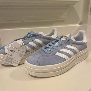 adidas gazelle platform shoes light blue size 7